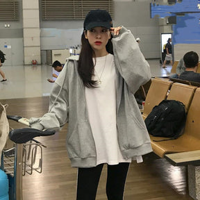 Women's Oversized Zip Front Hooded Jacket — View 8