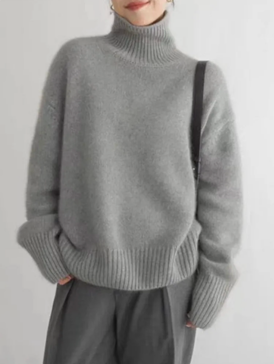 Women's Cashmere Fine Knit Turtleneck Sweater — View 2