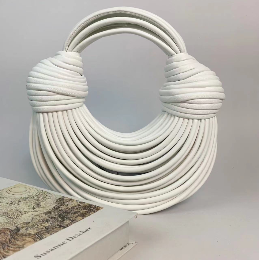 Women's Knot Handle Statement Handbag in White by Juana Fashion