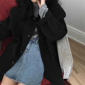 Women's Wool Single Breasted Longline Coat — View 2