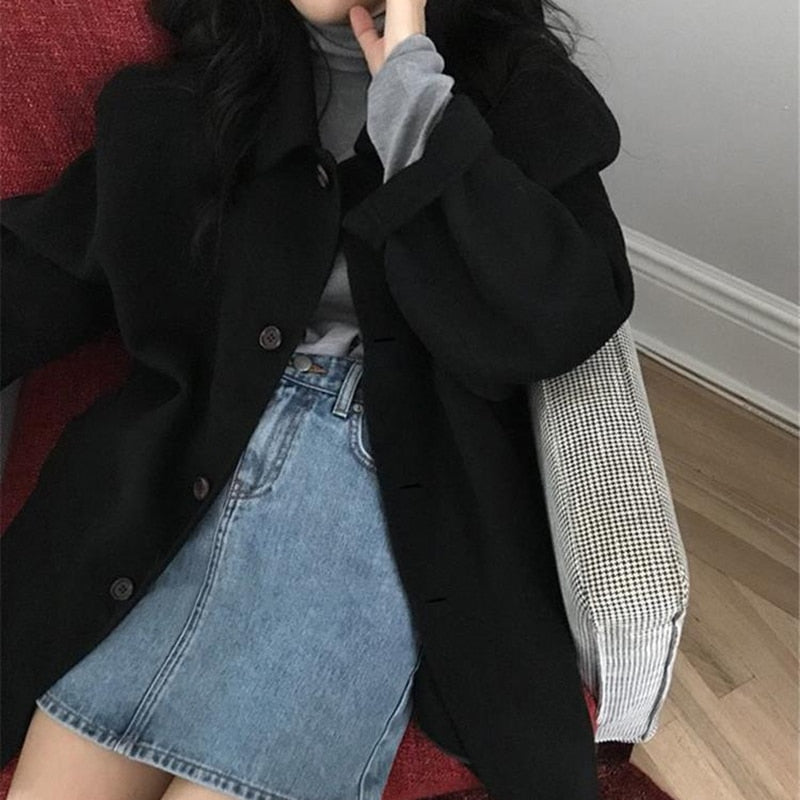 Women's Wool Single Breasted Longline Coat — View 2
