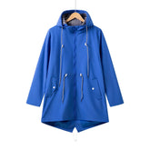 Women's Relaxed Hooded Coat with Adjustable Fit | Claudia in Blue - Juana Fashion