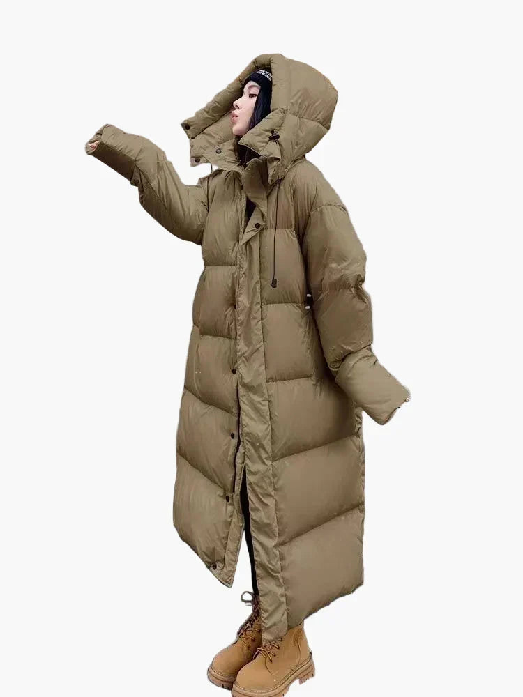 Women's Long Oversized Hooded Quilted Coat | Daniela in Pink - Juana Fashion