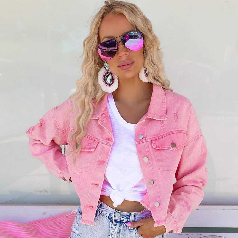 Women's Cropped Lined Denim Jacket — View 5