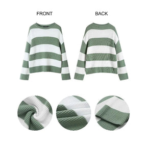 Women's Striped Long Sleeve Turtleneck Sweater — View 3
