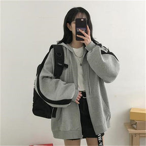 Women's Oversized Zip Front Hooded Jacket — View 7