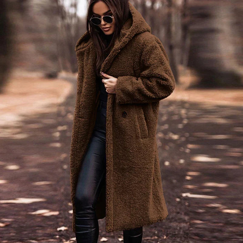 Women's Longline Teddy Coat — View 1