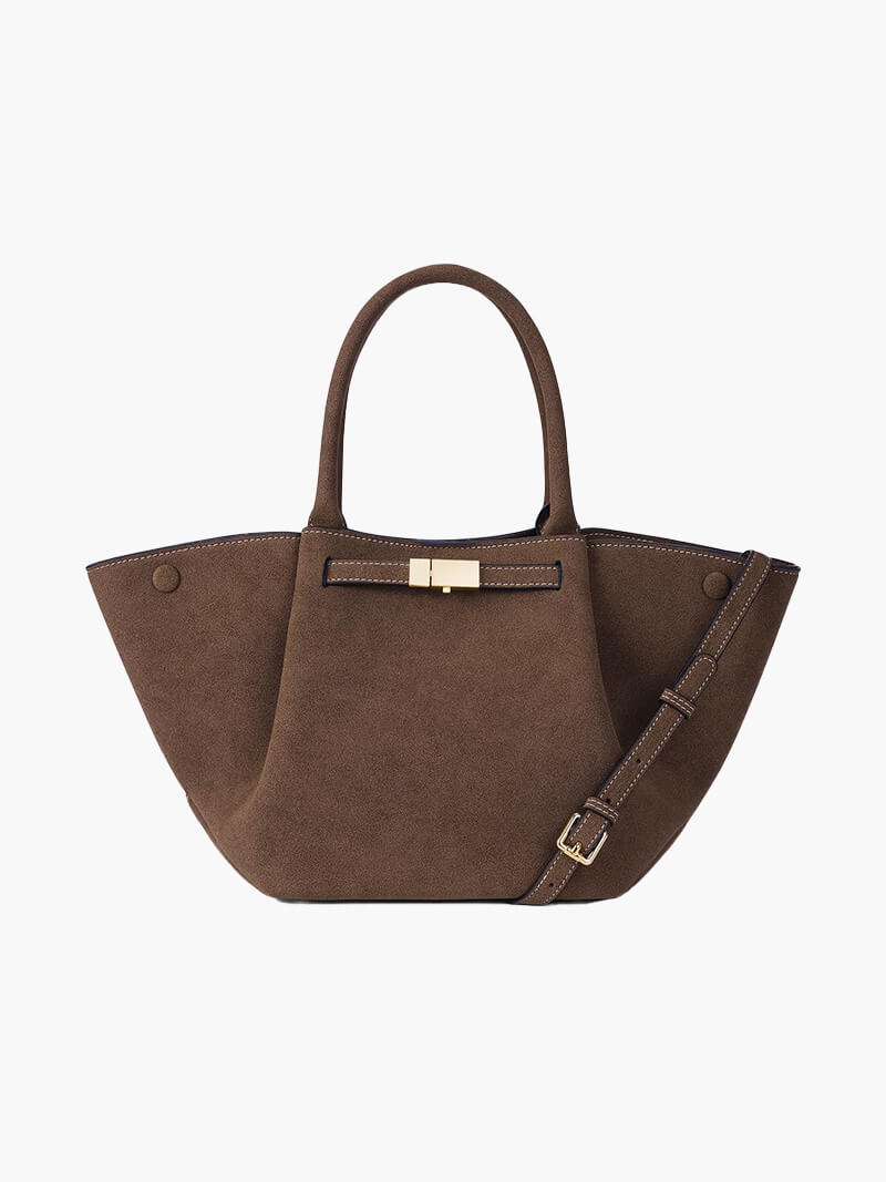 Women's Suede Look Top Handle Tote Bag by Juana Fashion