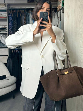 Women's Suede Look Top Handle Tote Bag by Juana Fashion