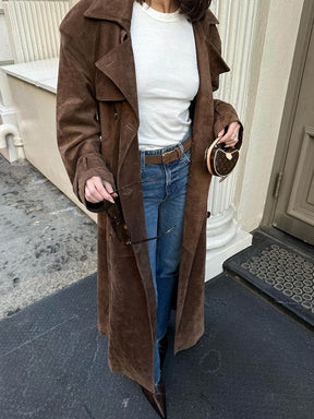 Women's Suede-Look Winter Coat | Emilia in Brown - Juana Fashion