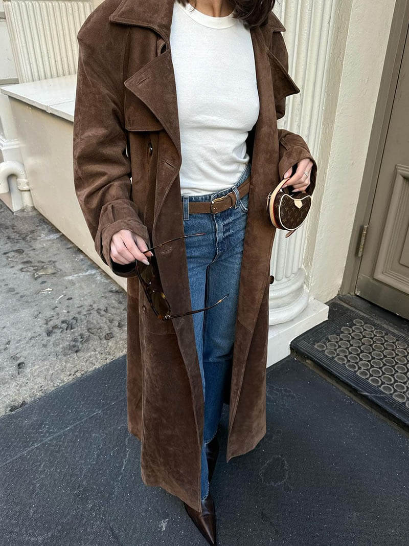 Women's Suede-Look Winter Coat | Emilia in Brown - Juana Fashion