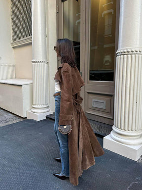 Women's Suede-Look Winter Coat | Emilia in Brown - Juana Fashion