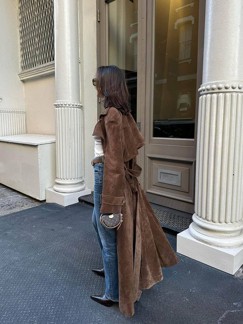 Women's Suede-Look Winter Coat | Emilia in Brown - Juana Fashion