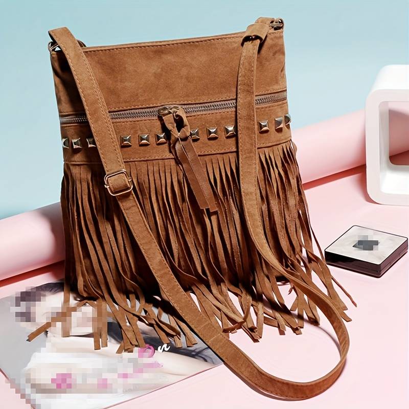 Women's Boho Fringe Crossbody Bag in Brown by Juana Fashion