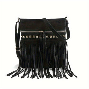 Women's Boho Fringe Crossbody Bag in Black by Juana Fashion