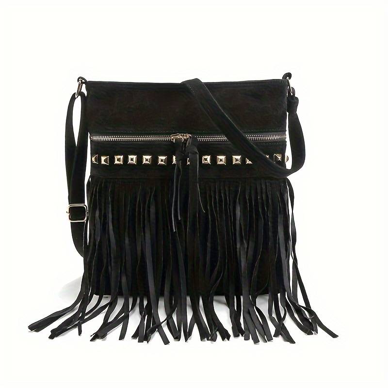 Women's Boho Fringe Crossbody Bag in Black by Juana Fashion