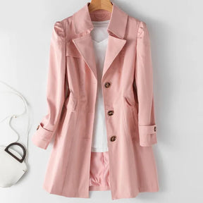 Women's Single Breasted Button Detail Trench Coat — View 4