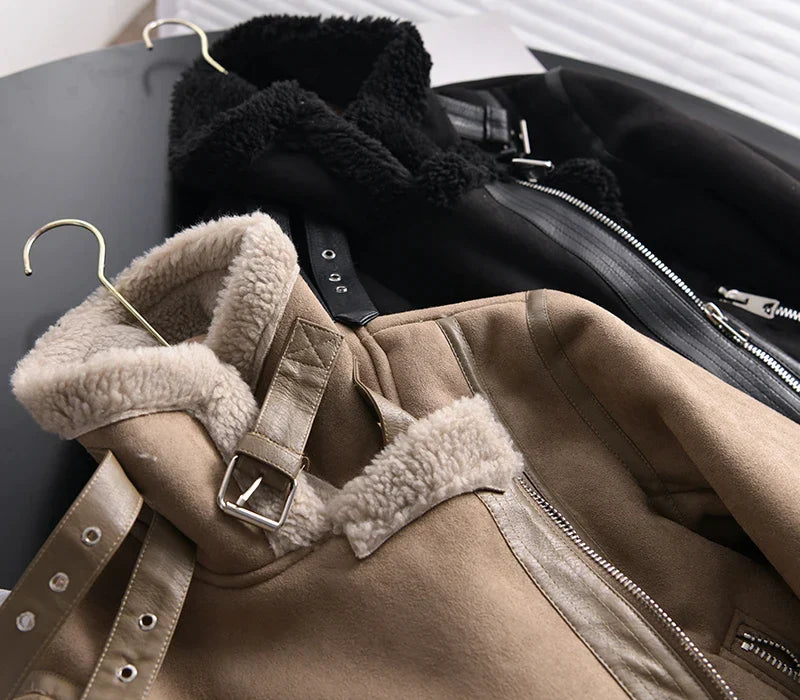 Women's Ribbed Leather Look Jacket — View 1