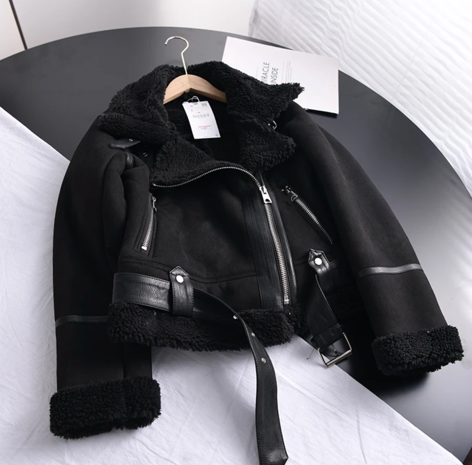 Women's Ribbed Leather Look Jacket — View 9