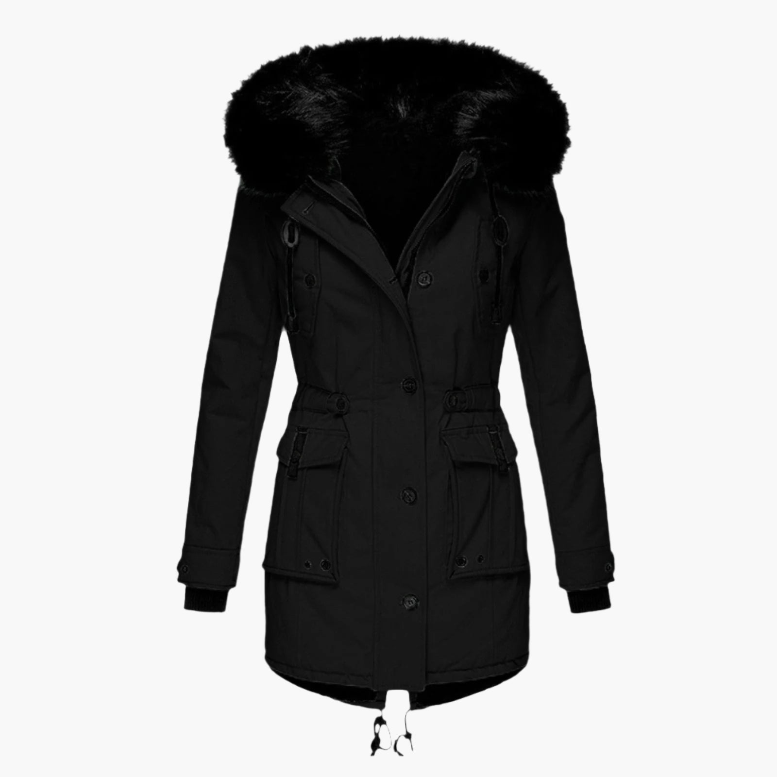 Women's Long Hooded Winter Jacket | Andrea in Gold - Juana Fashion