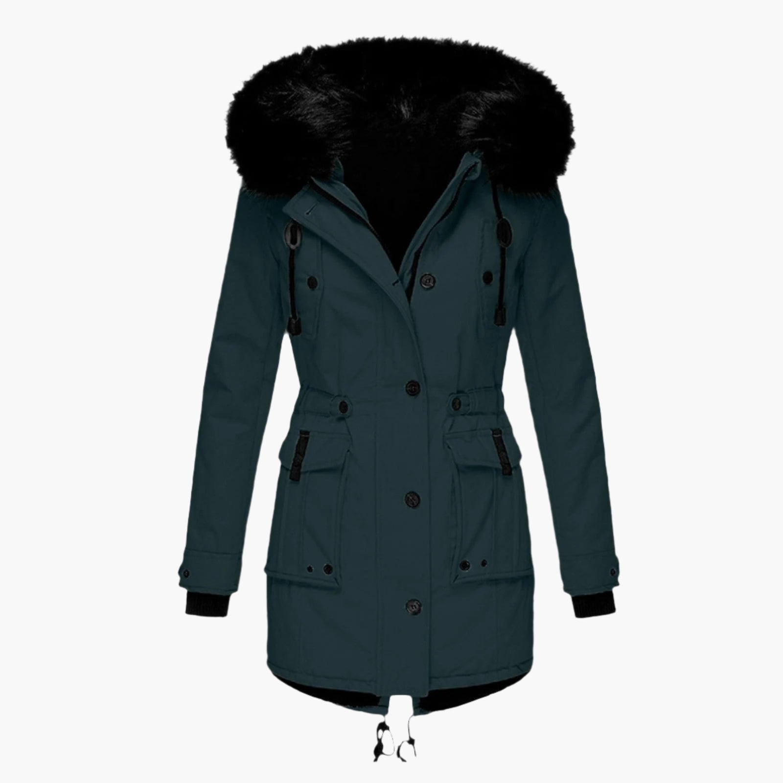 Women's Long Hooded Winter Jacket | Andrea in Gold - Juana Fashion