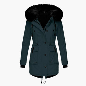 Women's Long Hooded Winter Jacket | Andrea in Gold - Juana Fashion