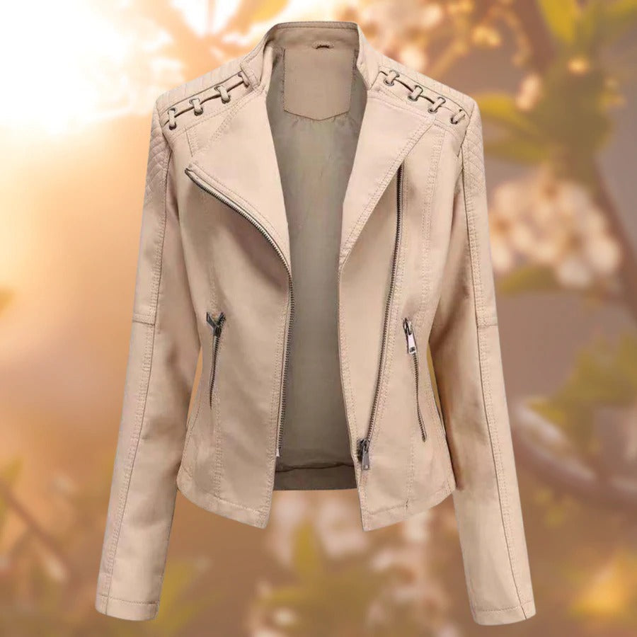 Women's Faux Leather Moto Jacket — View 6