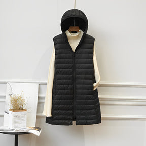 Women's Hooded Longline Sleeveless Coat — View 2