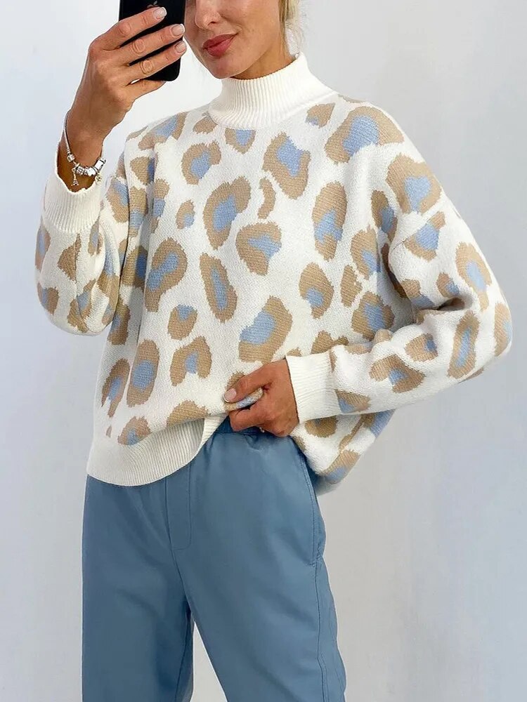 Women's Printed Turtleneck Sweater — View 2