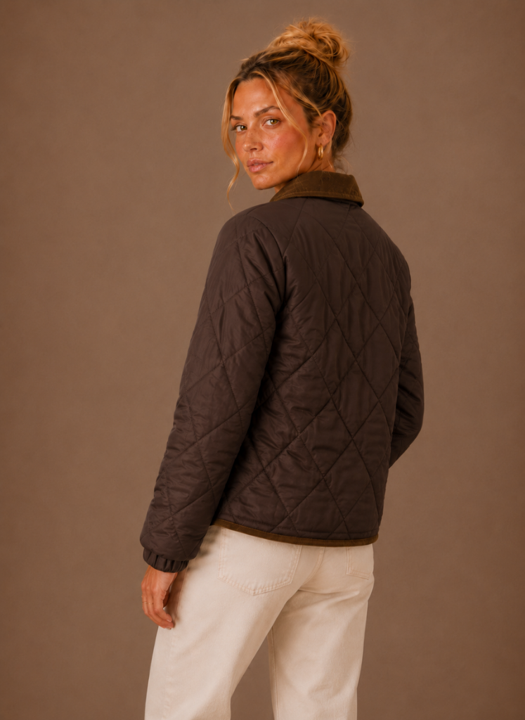 Women's Quilted Jacket with Corduroy Collar | Zofia - Juana Fashion
