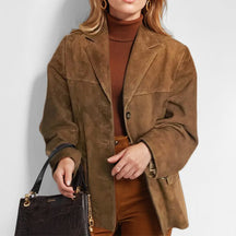 Women's Relaxed Leather-Look Jacket | Pauline in Brown - Juana Fashion