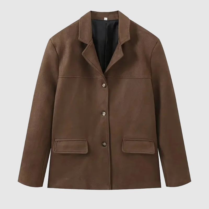 Women's Relaxed Leather-Look Jacket | Pauline in Beige - Juana Fashion