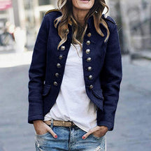 Women's Cropped Button-Front Jacket | Bettina in Army Green - Juana Fashion