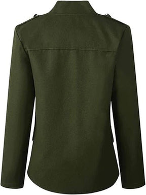Women's Cropped Button-Front Jacket | Bettina in Navy - Juana Fashion
