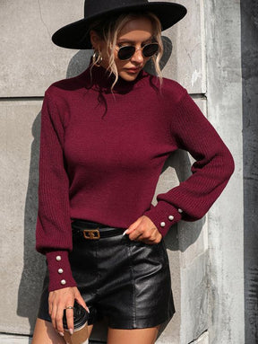 Women's Pearl Detail Turtleneck Sweater — View 1
