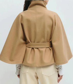 Women's Belted Cape Coat | Felicia in Black - Juana Fashion