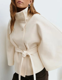 Women's Belted Cape Coat | Felicia in Black - Juana Fashion