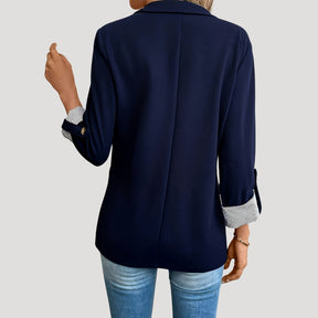 Women's Single-Breasted Blazer with Roll-Up Sleeves | Theresa in Red - Juana Fashion
