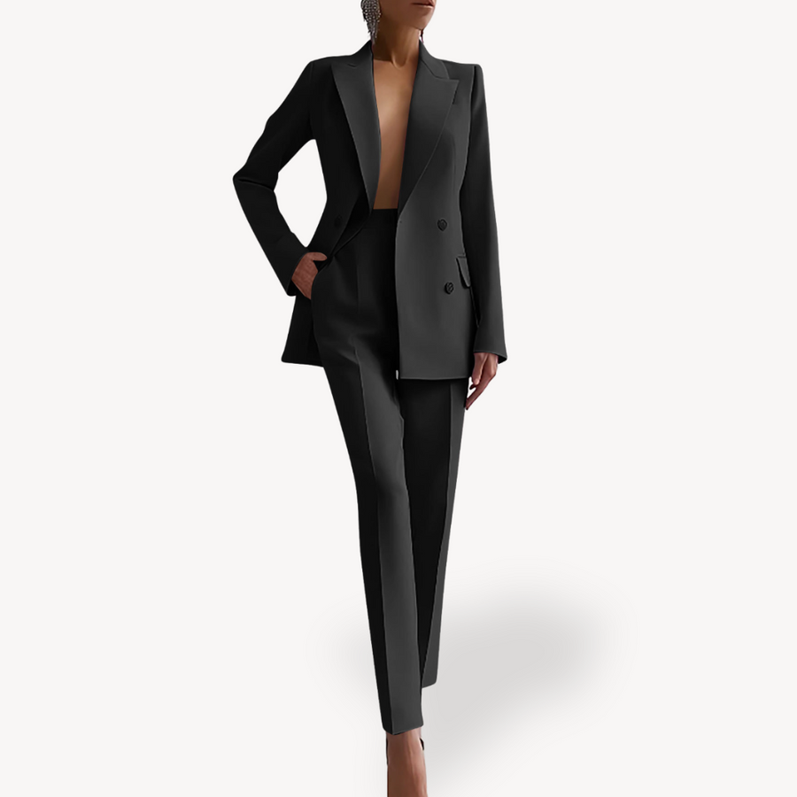 Women's Long Blazer Suit Set | Leonie in Black - Juana Fashion