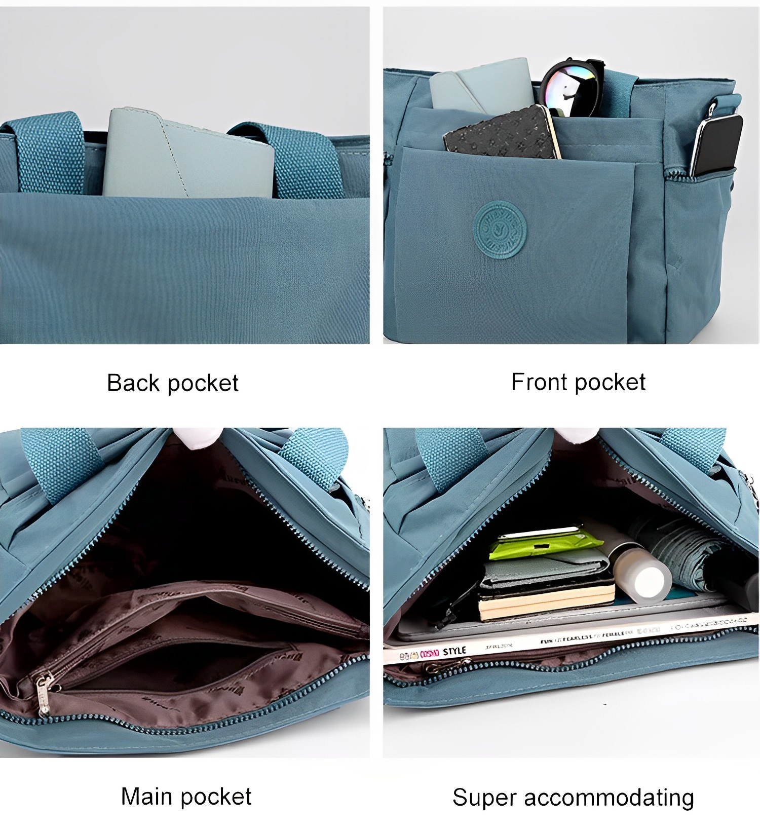 Women's Seven Compartment Shoulder Tote Bag by Juana Fashion