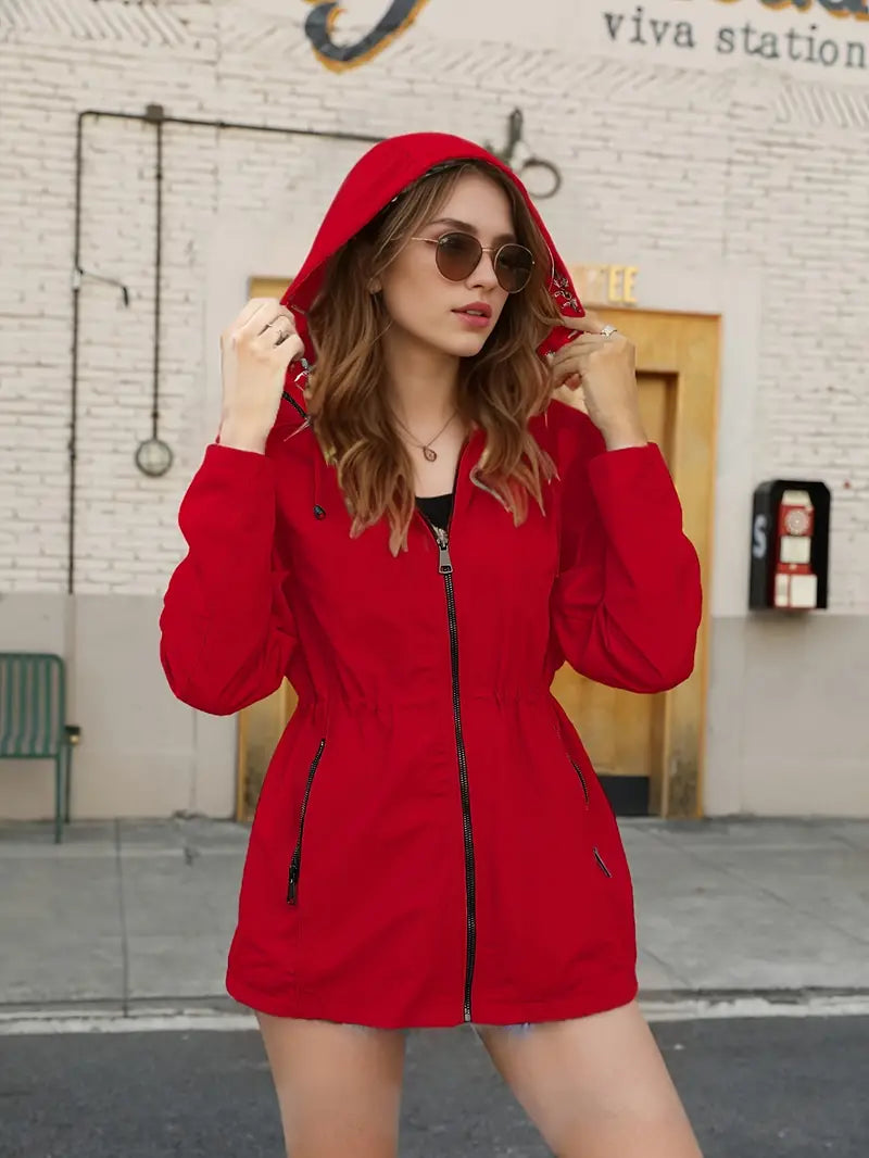 Women's Floral Zip Front Hooded Jacket — View 2