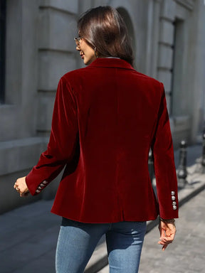 Women's Classic Single-Button Blazer | Sabina in Red - Juana Fashion