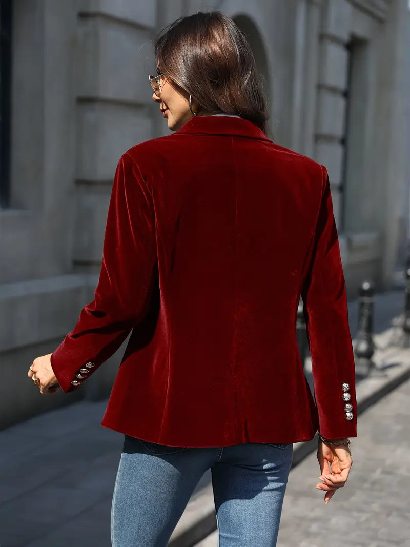 Women's Classic Single-Button Blazer | Sabina in Red - Juana Fashion