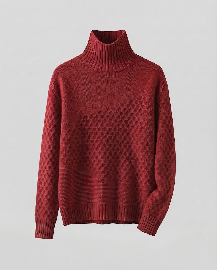 Women's Mohair Ribbed Textured Turtleneck Sweater — View 7