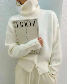 Women's Button Detail Turtleneck Sweater — View 4