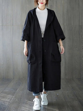 Women's Long Waterproof Coat | Felicia in Black - Juana Fashion