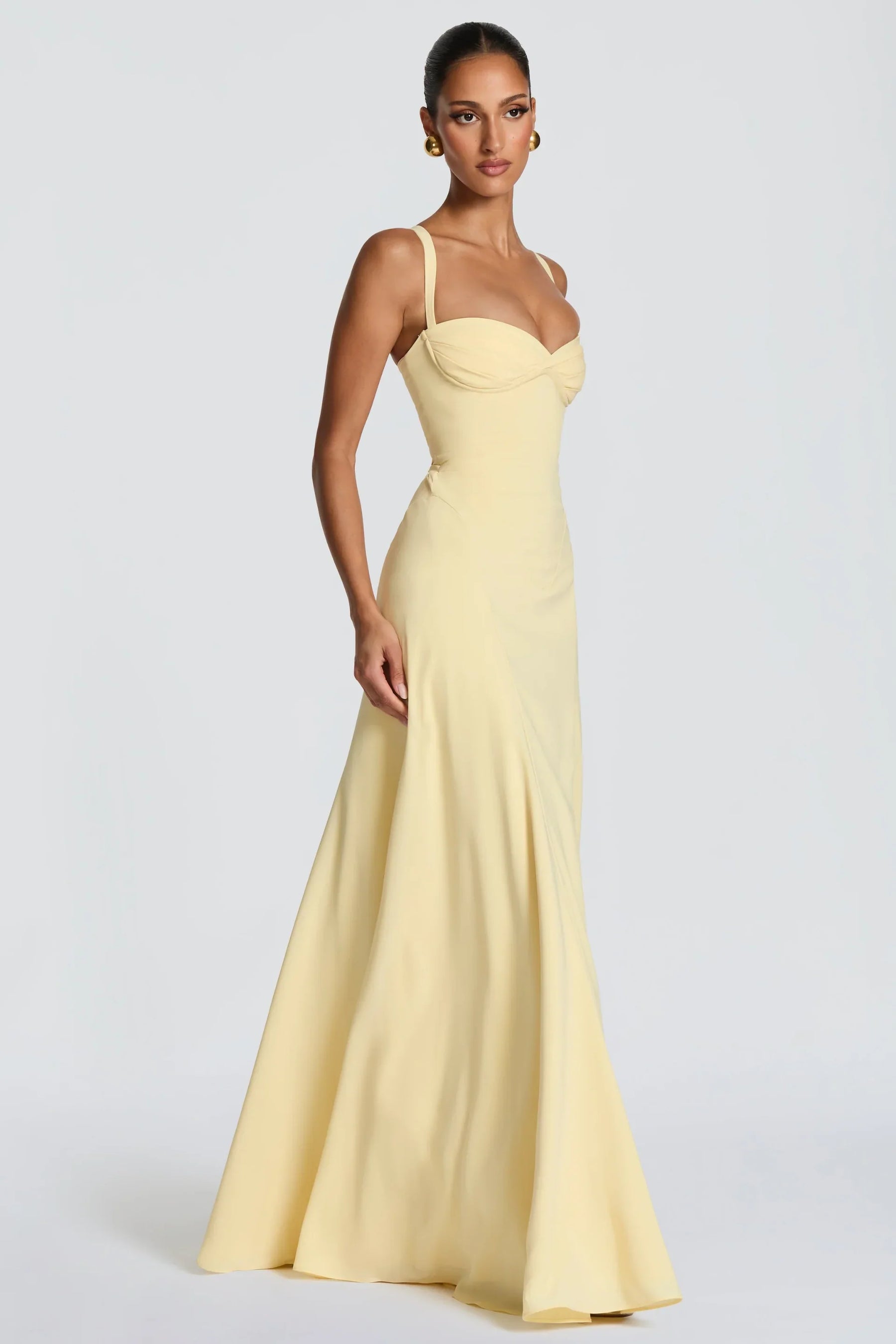 Women's Satin Sweetheart Maxi Prom Dress, Lace-Up Back | Amber