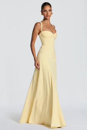 Women's Satin Sweetheart Maxi Prom Dress, Lace-Up Back | Amber