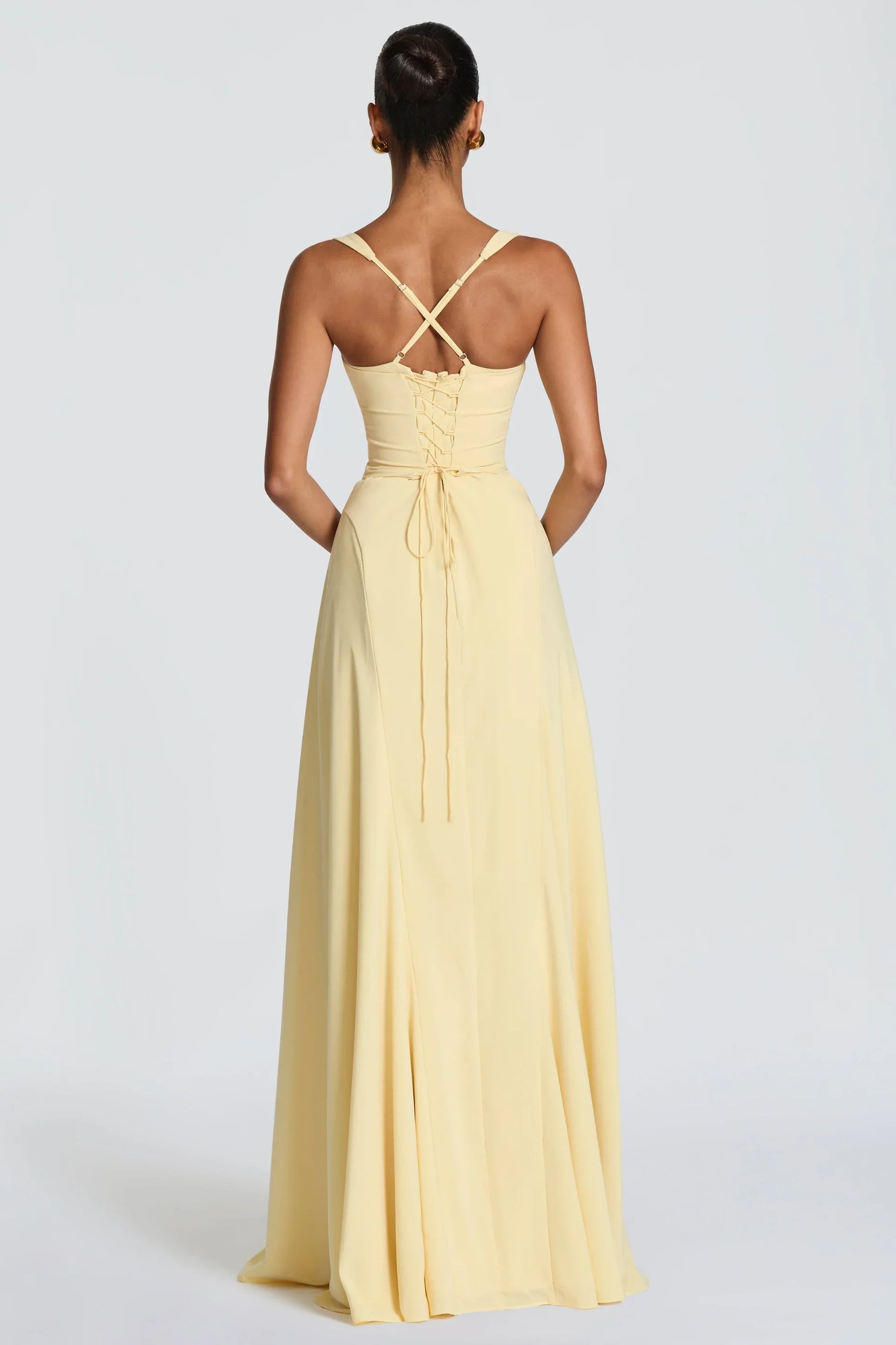 Women's Satin Sweetheart Maxi Prom Dress, Lace-Up Back | Amber