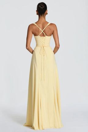 Women's Satin Sweetheart Maxi Prom Dress, Lace-Up Back | Amber
